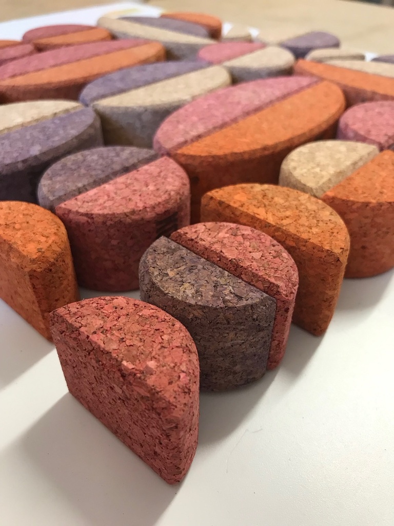 Korkbausteine - 42er bunte Halbe