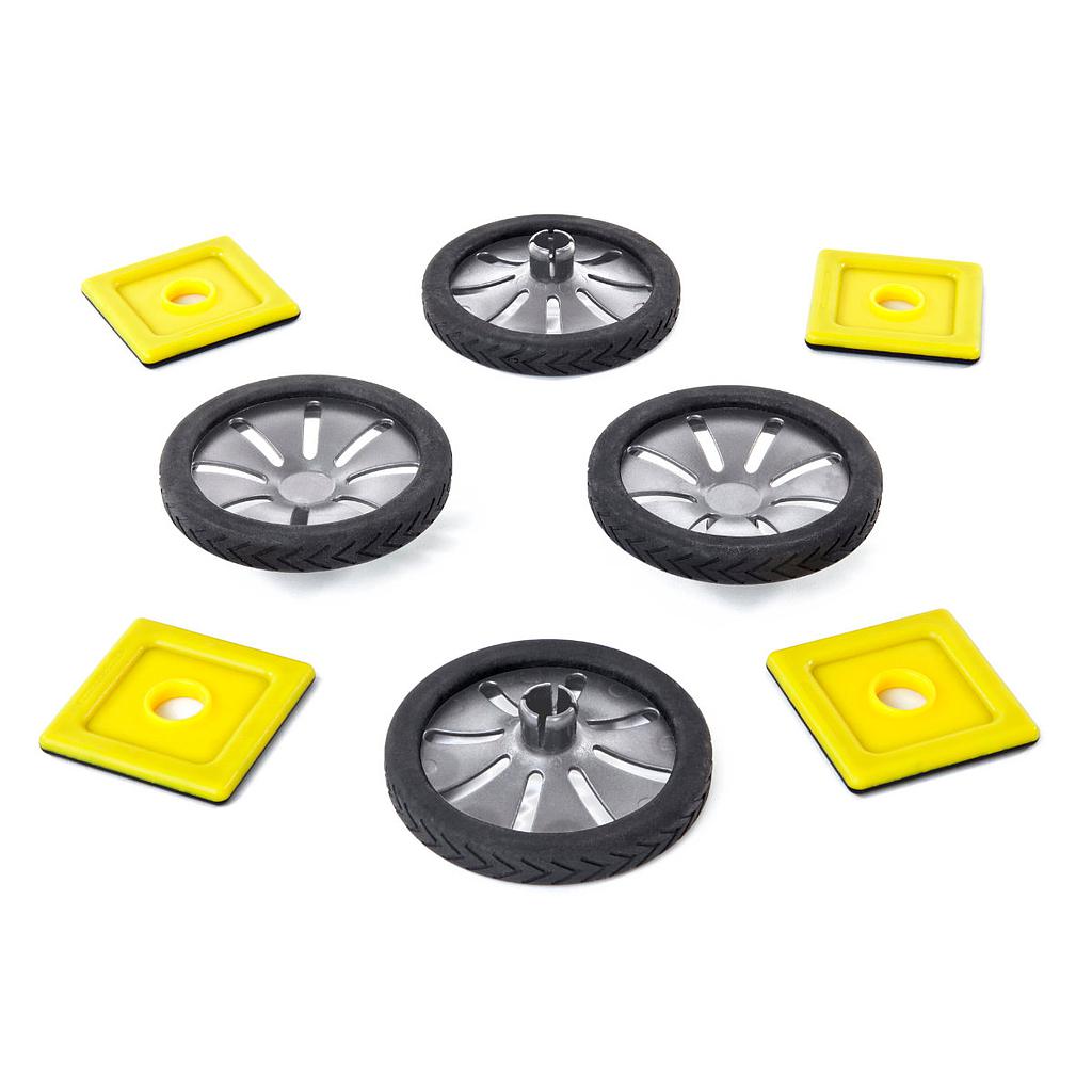 Magnetic Polydron Wheels Add-On Set 4 Räder und 4 Halter