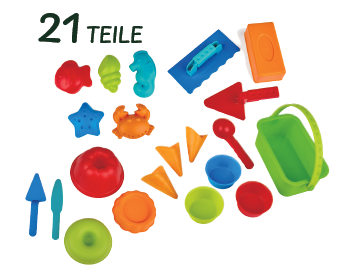 Sandformen Set (E4055 Backstube, E4057 Eisdiele, E4064 Maurermeister Set, E4058 Meerestiere)