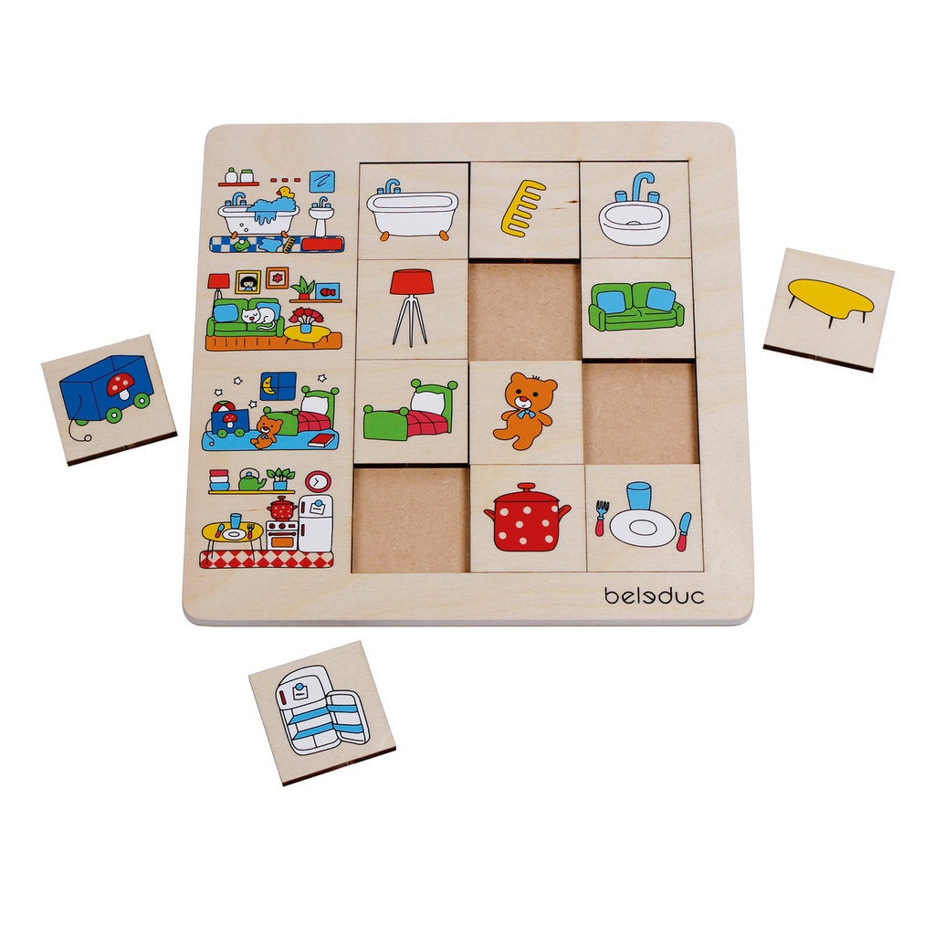 Holz Sortierpuzzle - Unser Zuhause