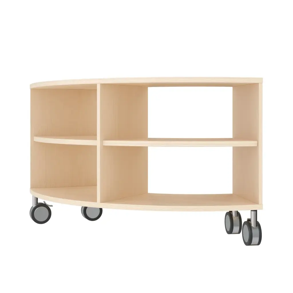 Viertelkreis-Regal 44 cm - 1 Boden & 4 Fächer - mit Feststellrollen