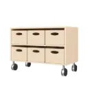 Regalschrank 44 cm - 6 Materialkästen, mit Feststellrollen