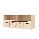 Doppel-Regalschrank 44 cm - 2 Fächer & 4 Materialkästen, mit Holzsockel