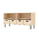 Doppel-Regalschrank 44 cm - 2 Fächer & 4 Materialkästen, mit höhenverstellbaren Sockelfüßen