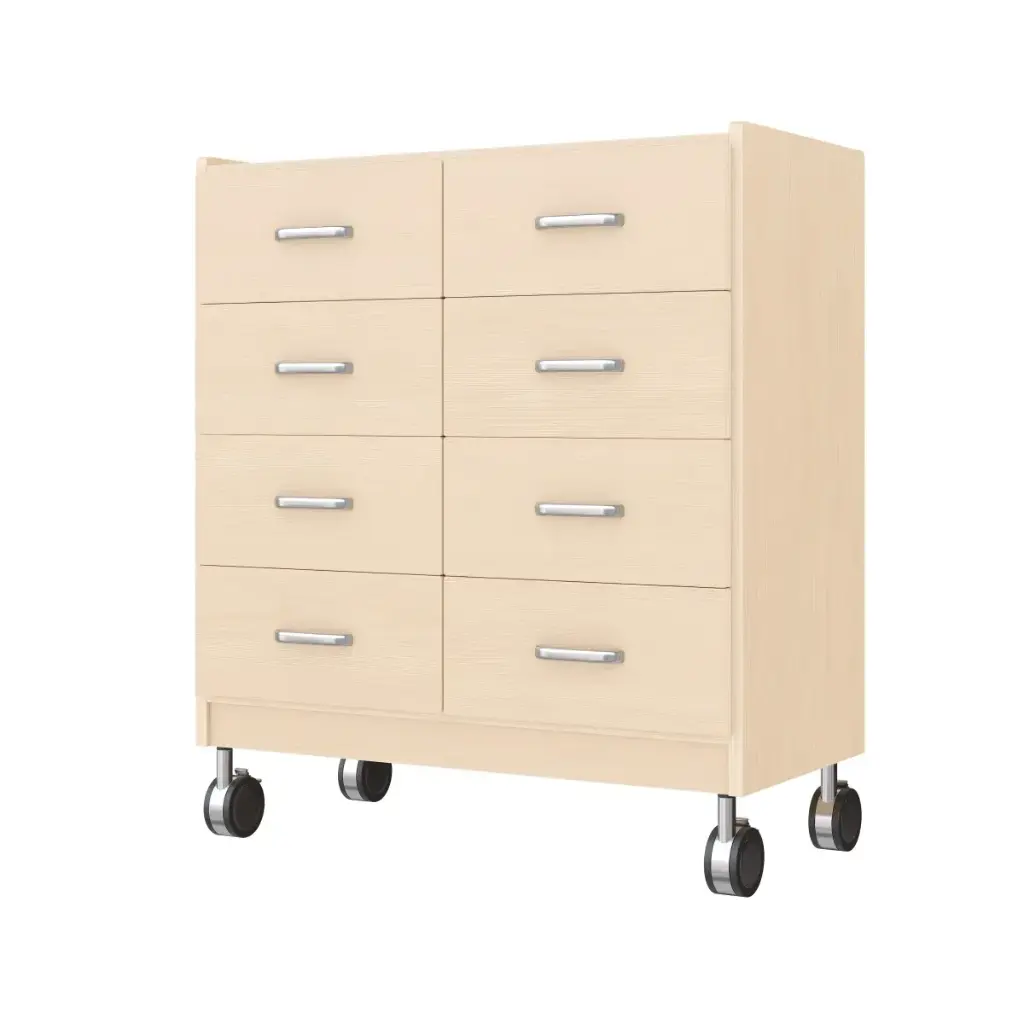 Regalschrank 79 cm  - 8 Schubladen, mit Festellrollen