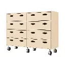 Regalschrank 79 cm - 16 Materialkästen, mit Festellrollen