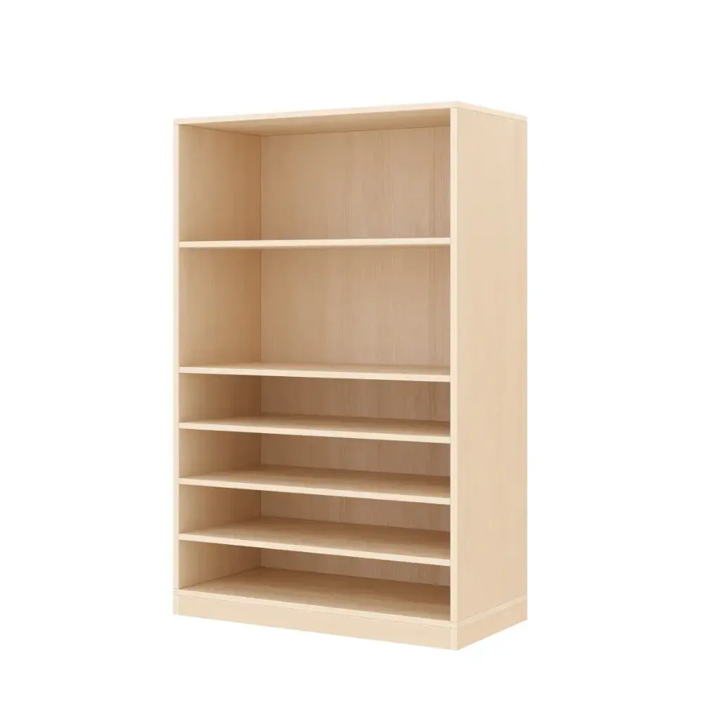 Regalschrank 120 cm, 6 Fächer, mit Holzsockel