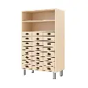 Regalschrank 120 cm - 24 Materialkästen, mit höhenverstellbaren Sockelfüßen