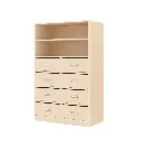 Regalschrank 120 cm - 2 Fächer & 8 Schubladen, mit Holzsockel