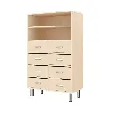 Regalschrank 120 cm, 2 Fächer & 8 Schubladen, mit höhenverstellbaren Sockelfüßen
