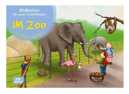 Kamishibai - Im Zoo mit Emma und Paul. Kamishibai Bildkartenset.