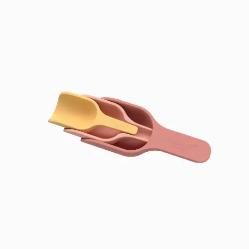 [W106314] Stapelbares Silikon Schaufel Set - koralle/gelb