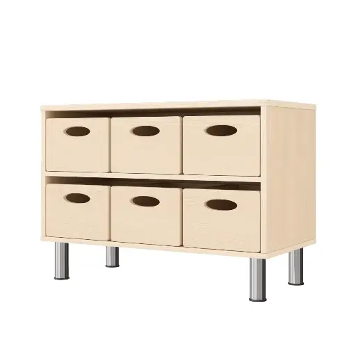 [110209-02] Regalschrank 44 cm - 6 Materialkästen, mit höhenverstellbaren Sockelfüßen