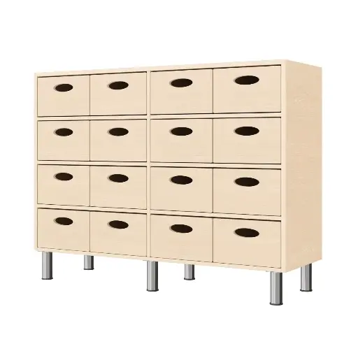 [110210-02] Regalschrank 79 cm - 16 Materialkästen, mit höhenverstellbaren Sockelfüßen