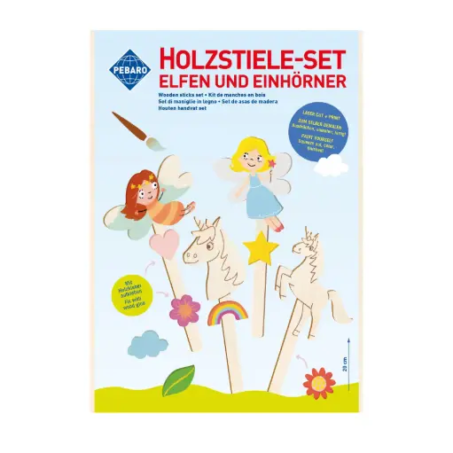 [113431] Holzstiele-Set Elfen und Einhörner 