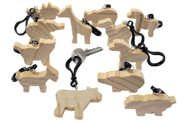 Holzfiguren Tiere Schlüsselanhänger 12er Set