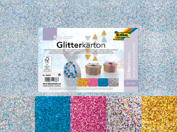 Glitterkarton 50x70cm - 5 Bogen sortiert