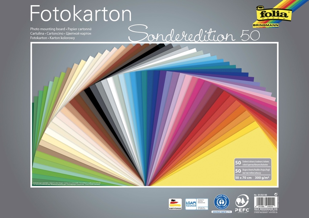 Fotokarton 300g/m², 50x70cm, 50 Farben sortiert