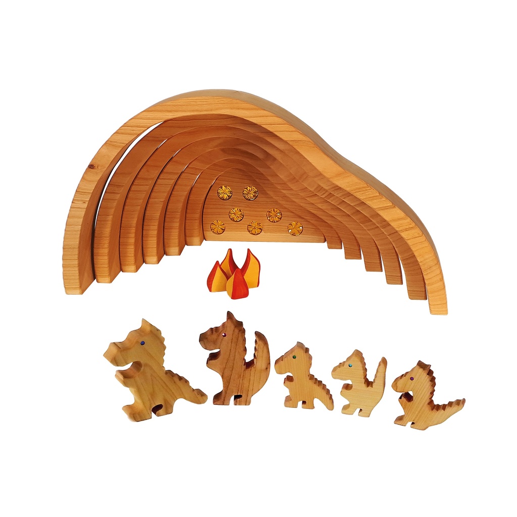 Drachenhöhle & Drachen natur Set