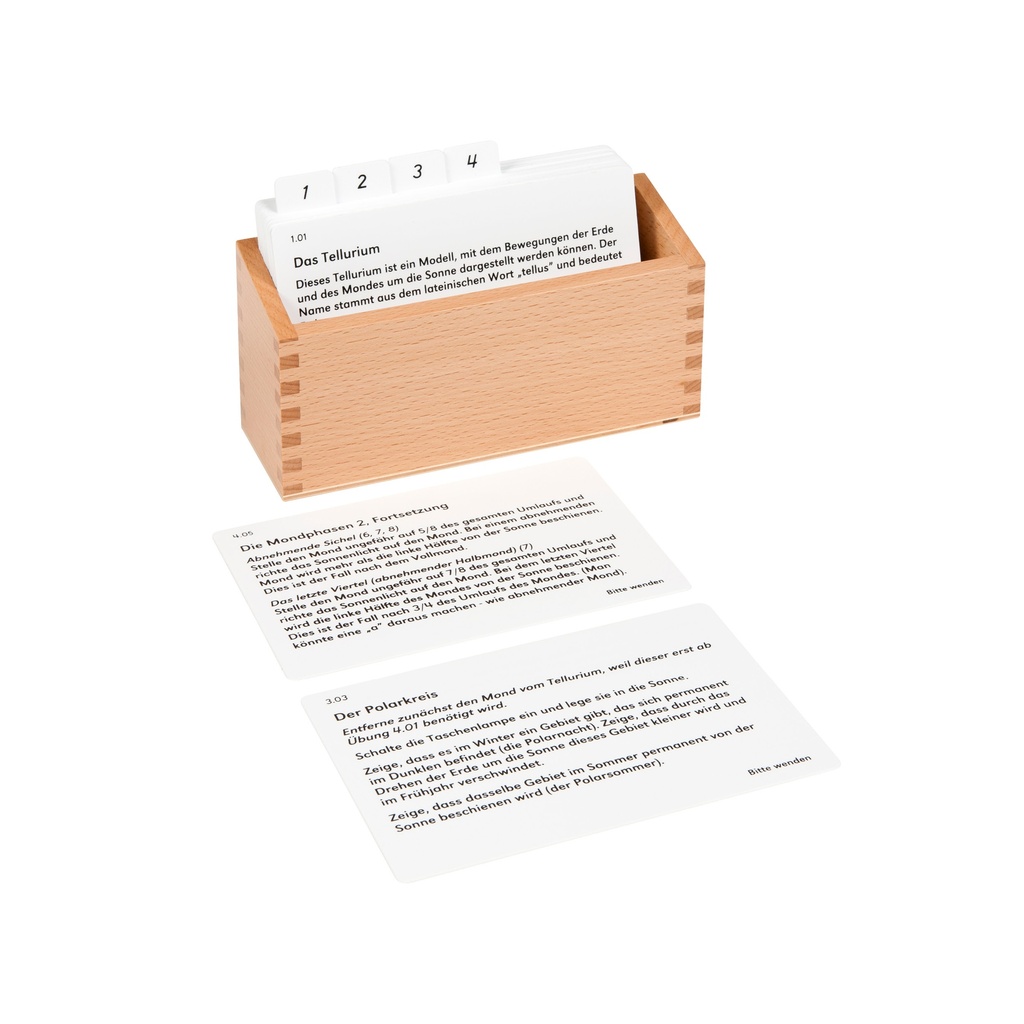 Kasten mit Aufgabenkarten für das Tellurium