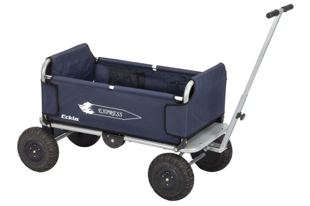 Bollerwagen - ECKLA - Express Faltbollerwagen mit Pannensicheren Reifen (Silber-blau)