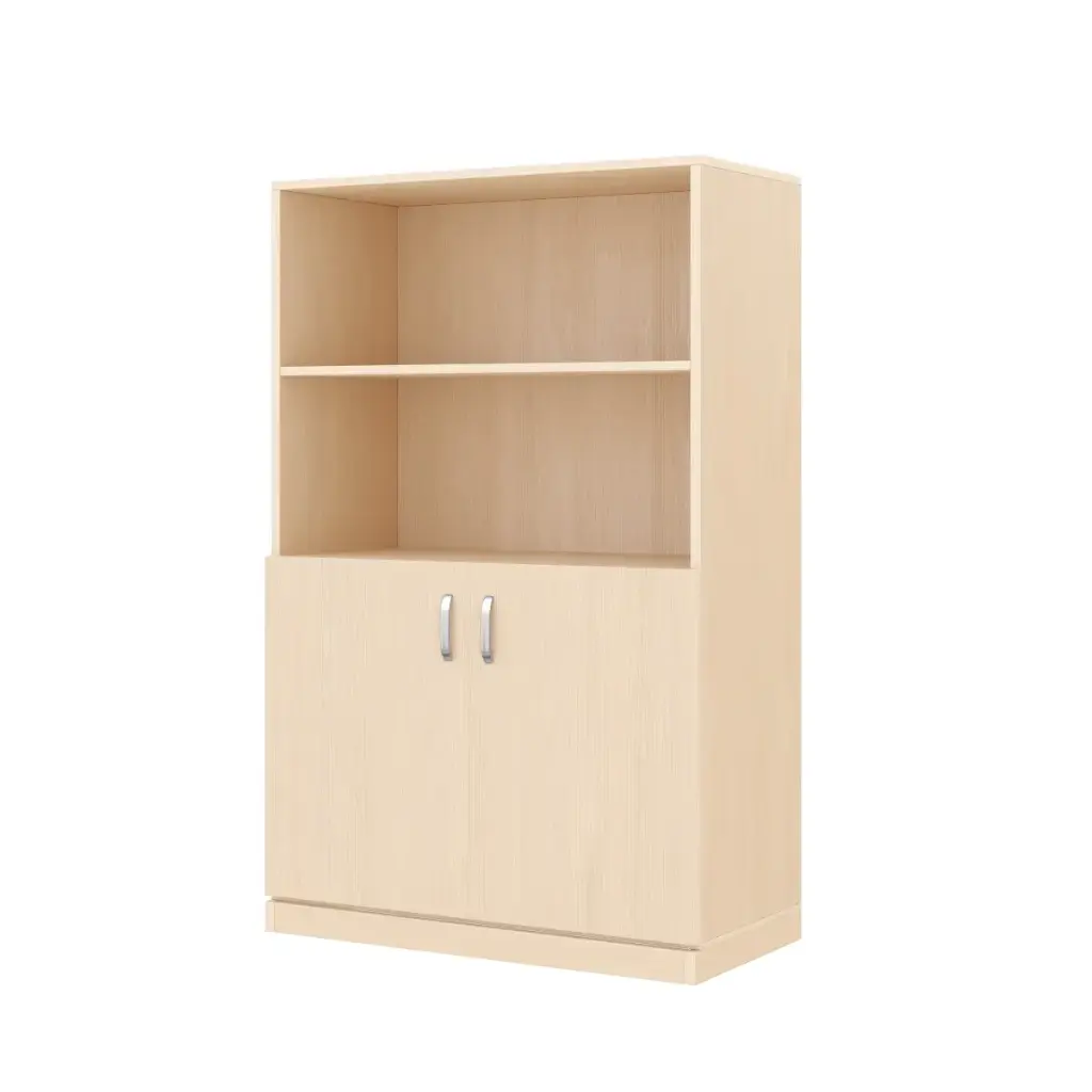 Regalschrank 120cm - 2 Türen unten, mit Holzsockel