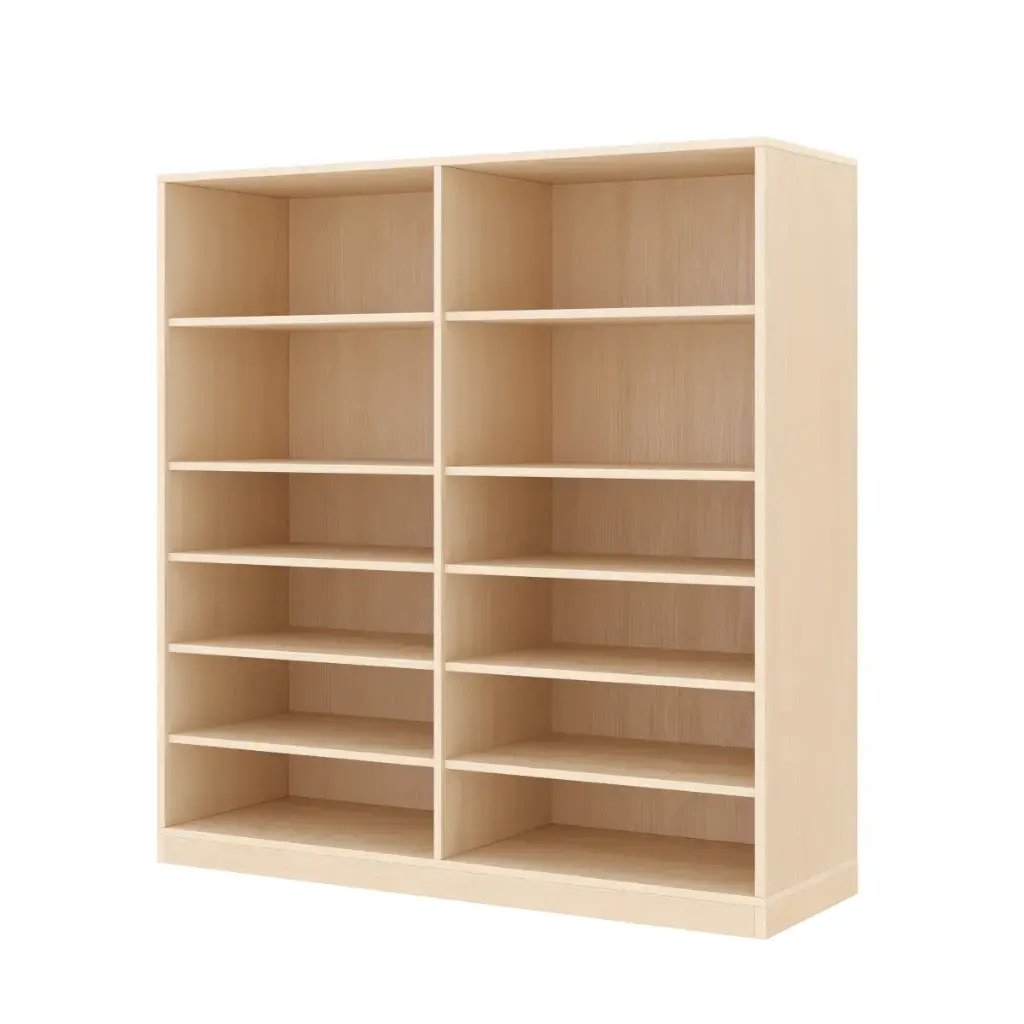 Regalschrank 120 cm - 12 Fächer, mit Holzsockel