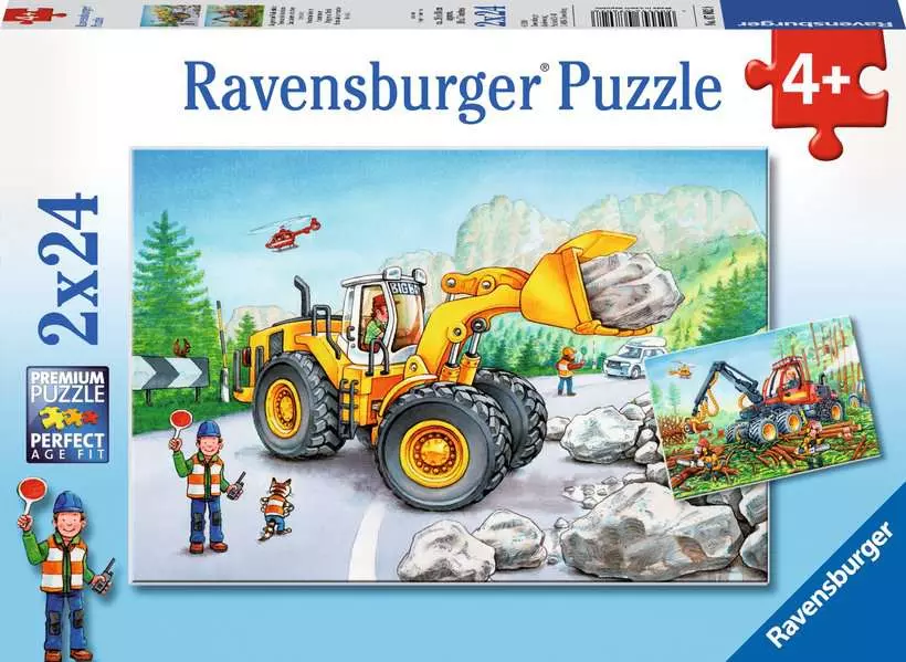 Puzzle 2 x 24-tlg. "Bagger und Waldtraktor"