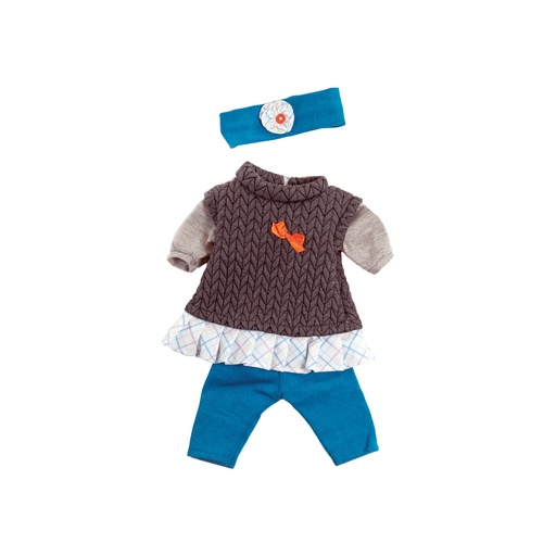 [A105087] Puppenkleidung: Kleid, Hose & Stirnband