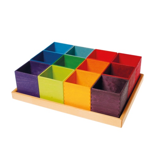 [103102] Holzkisten 12er im Rahmen - Regenbogen