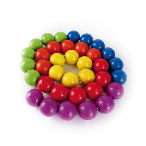 [W103443] 96 große Holzperlen - Regenbogen