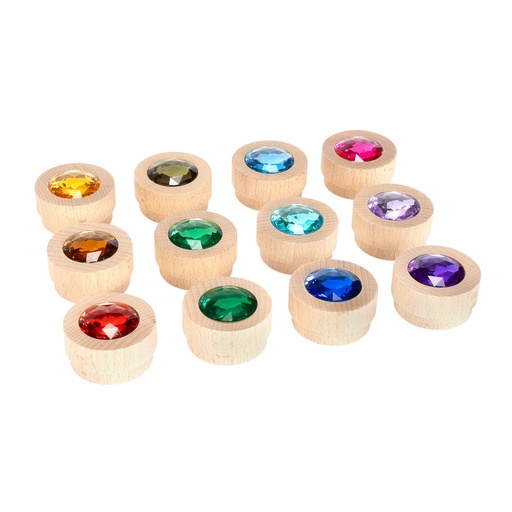 [103170] Holz-Funkelsteine Regenbogen 12er Set